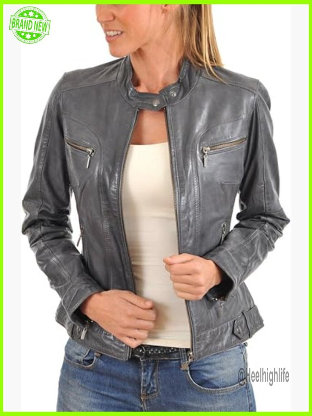 Lambskin Leather Bomber Jacket Slim Fit Biker Style Winter Outerwear